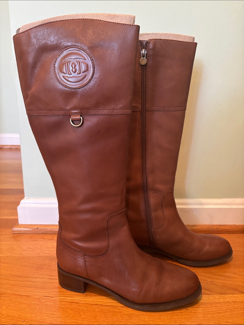 Etienne Aigner Cognac Leather Over-the-Knee Boots